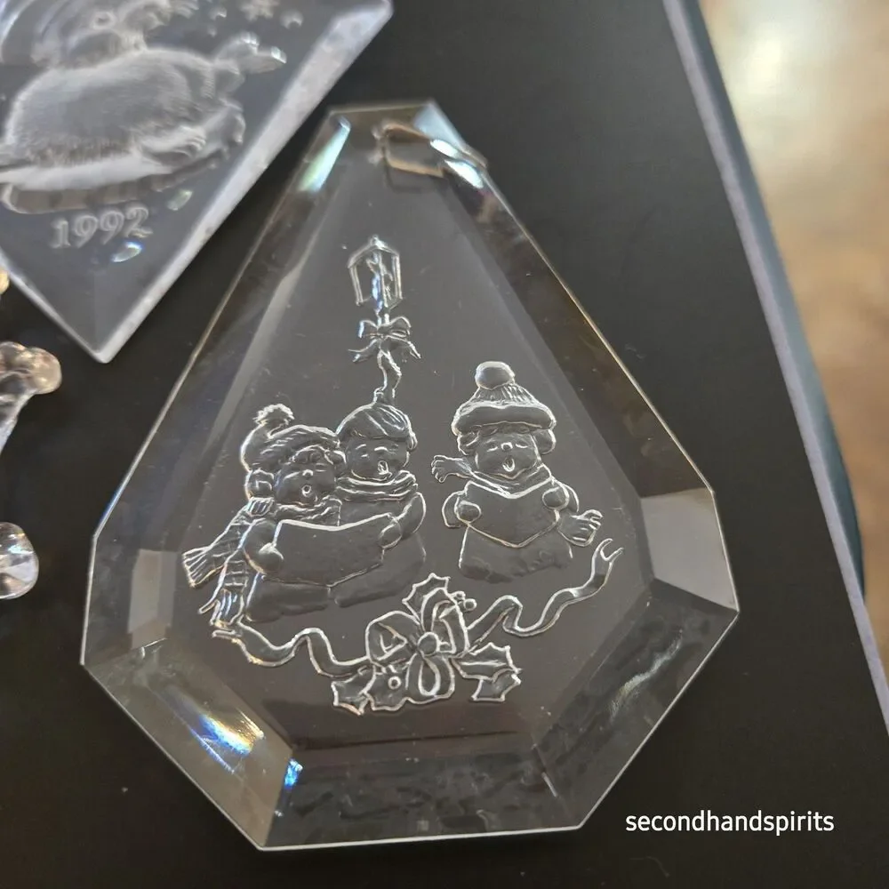 13 Vintage 1980s - 90s  Acrylic (Clear) Etched Ornaments